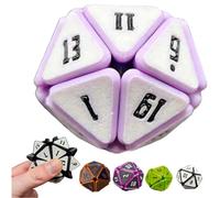 3D Printed D20 Stress- Relief Dice,Creative Pressable Stress-Relief Multi-Faceted Dice,Handmade 20 Sided Polyhedral Fidget, Funny Game Tabletop Gaming Decor Gift (purple and white)