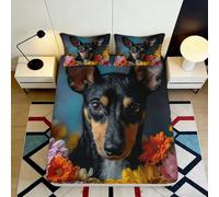 3D Printed Dachshund Floral Fitted Sheet Microfiber Soft Bedroom Decor Dog Pattern Mattress Cover Adult Teen 90x200x25cm