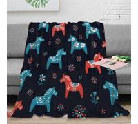 3D Printed Dala horse design Blanket Microfiber Soft Warm Bedding Breathable Scandinavian folk art Lounge Throw Lightweight All Season Non Pilling for Adults Teens Families 50x60inch(127x152cm)
