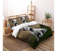 3D Printed Dalmatian Duvet Cover Cute Pet Animal Bedding Set 3Pcs Soft Microfiber with Pillowcases,Hidden Zipper for Kid Teens Double(200x200cm) Modern Home Decor