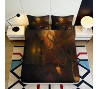 3D Printed Dark Fantasy Fitted Sheet Microfiber Soft Medieval Warrior Bed Cover for Bedroom Decor Mattress Protection 90x200x25cm