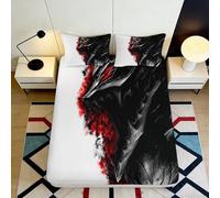 3D Printed Dark Knight Fitted Sheet Microfiber Black Red Abstract Bed Cover Non Slip Bedroom Decor Mattress Protector 90x200x25cm