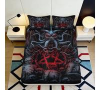 3D Printed Dark Octopus Fitted Sheet Microfiber Black Red Anarchy Mattress Cover for Bedroom Dorm Decor 90x200x25cm