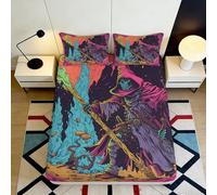 3D Printed Dark Wizard Fitted Sheet Microfiber Vibrant Fantasy Dragon Bed Cover Bedroom Decor Mattress Protector 90x200x25cm