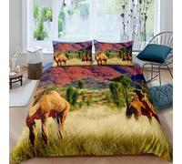 3D Printed Dead Camel Grass Single Duvet Cover Set Natural Scenery Bedding Set Soft Breathable Microfibre Quilt Cover 135x200 with Zipper Closure and 2 Pillowcases 50x75 224-A