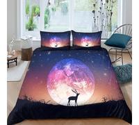 3D Printed Deer Moon Quilt Cover, Microfiber Duvet Cover Hidden Zipper Home