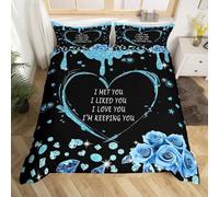 3D Printed Diamonds Small Double Bed Duvet Cover Set For Kids Teens Blue Roses Bedding Set The 3 Pieces includes 1 Quilt Covers 155x220 and 2 Pillowcases L.2331