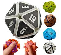 3D Printed Dice Cube,Creative Multi-Faceted Dice Game,Handmade 20 Sided Funny Game Tabletop Gaming Decor Gift,Adults Kids Desk Clicking Toy (Black)