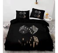 3D Printed Dice King Size Duvet Cover Set 3 Piece Microfibre Bedding Set Modern Style Quilt Cover 230x220 cm with 2 Pillowcases 50x75 cm and Zipper Closure k.5634