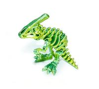 3d Printed Dinosaur 3-d Printed Stuff Parasaurolophus for Home Office Executive Desk Decoration Surprise Fantasy Gifts-Green Gold||10cm/3.9in