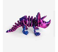 3d Printed Dinosaur 3-d Printed Stuff Triceratops Skeleton for Stress Relief Home Office Decompression Decor Executive Desk Toys-Laser Purple||17.2cm/6.77 inch