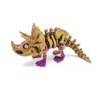 3d Printed Dinosaur 3d Prints Triceratops Skeleton Articulated for Home Office Executive Desk Decoration Surprise Fantasy Gifts-Purple Gold||21cm/8.3in