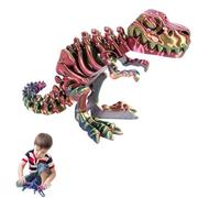 3D Printed Dinosaur Bones - Articulated T-Rex Skeleton Fidget Toy for Home Office Decor, Poseable T-Rex with Flexible Joints for Stress Relief and Anxiety (Dazzling Colors)