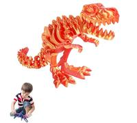 3D Printed Dinosaur Bones - Articulated T-Rex Skeleton Fidget Toy for Home Office Decor, Poseable T-Rex with Flexible Joints for Stress Relief and Anxiety (Red)