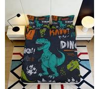 3D Printed Dinosaur Cartoon Fitted Sheet Microfiber Soft Breathable Green T-Rex Bed Cover for Bedroom Dorm Decor 90x200x25cm