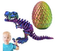 3D Printed Dinosaur | Dinosaur Egg Ornament | Articulated Mobility Flexible Fidget Toy | Interactive | Suitable Present | Red | Purple | Green | Blue | For Kids Boys And Girls