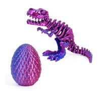 3D Printed Dinosaur Egg with Articulated T-Rex Toy Inside - Fun Fidget Dino Figure, Poseable Figure, Gradient Colour Desk Decor, Stress Relief Gift Idea (Purple)