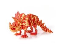 3D Printed Dinosaur Fidget Toy, Articulated Skeleton Ornament for Stress Relief, Large Dinosaur Bones Desk Decor, Party & Birthday Gifts (Red)