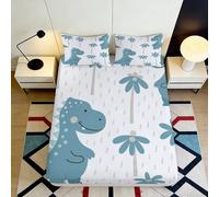 3D Printed Dinosaur Fitted Sheet Microfiber Deep Pocket Bedding Dinosaur Mattress Fitted Cover Elastic Non-Slip Washable 120x200x25cm