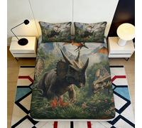 3D Printed Dinosaur Forest Fitted Sheet Microfiber Soft Breathable Jurassic World Bed Cover for Bedroom Guest Room 90x200x25cm