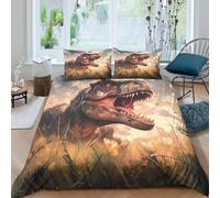 3D Printed Dinosaur roaring Duvet Cover Breathable Fabric prehistoric beast art Bed Cover Machine Washable Stain Resistant Quick Drying for All Season Bedding Use Super king（260x220cm）