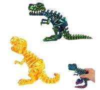 3D Printed Dinosaur Skeleton Toy Articulated Dinosaur Bones Fidget Toy Realistic Flexible Joints 3D Printed Animals Model Desk Decor for Home Office Stress Relief Gift for Kids Adults (Set 2)
