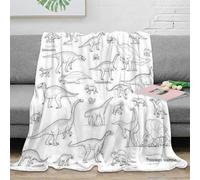 3D Printed Dinosaur sketches Warm Blanket Microfiber Warm Thermal Bedding Soft Educational black white Nap Blanket Lightweight for Office Workers Students Young Adults Teens 40x50inch(100x130cm)