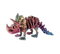 3D Printed Dinosaur Toy - Articulated Fidget Figure, Flexible Joint Ornament | ABS Rubber Collectible Desk Shelf Decor 22.5cm Multicolor Green Purple Lightweight Display Model 70g