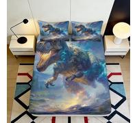 3D Printed Dinosaur Volcano Fitted Sheet Microfiber Soft Anti-Slip Jurassic World Mattress Cover for Bedroom Dorm Decor 90x200x25cm