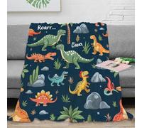 3D Printed Dinosaurs kids Thermal Blanket Microfiber Soft Cosy Bedding Warm Cartoon prehistoric theme Home Blanket Compact Portable for Students Campers Travellers Young Adults 60x80inch(150x200cm)