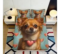 3D Printed Dog Heart Fitted Sheet Microfiber Elastic Hem Bedroom Bedding Set Dog Pattern Mattress Fitted Cover Deep Pocket Non-Slip Washable for Adults Teens 180x200x25cm