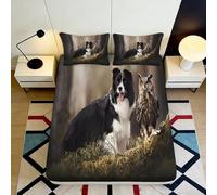3D Printed Dog Owl Pattern Fitted Sheet, Microfiber, Bed Cover, Non-Slip