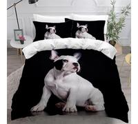 3D Printed Dog Single Duvet Cover Set 3 Piece Microfibre Bedding Set Cute Animals and Pets Quilt Cover 155x220 cm with 2 Pillowcases 50x75 cm and Zipper Closure k.445