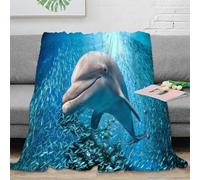 3D Printed dolphin swimming Bed Blanket Microfiber Ultra Soft Warm Bedding marine wildlife scene Soft Throw Wrinkle Resistant Non Pilling for Young Adults Renters Office Workers 60x80inch(150x200cm)