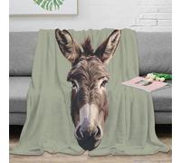 3D Printed Donkey face art Bed Throw Microfiber Ultra Soft Warm Bedding Animal illustration Fluffy Blanket Breathable All Season for Office Workers Students Teens Young Adults 70×80inch(180x200cm)