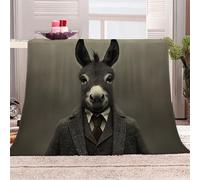 3D Printed Donkey In A Suit Flannel Fleece Blanket （270GSM） Classical Elegance Super Cozy 220x240 cm Queen Size Fade Resistant Home Decor Gift - Machine Washable