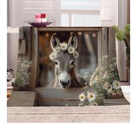 3D Printed Donkey With A Wreath-01 Flannel Fleece Blanket （270GSM） Pastoral And Warm Style Super Cozy 220x240 cm Queen Size Fade Resistant Home Decor Gift - Machine Washable