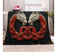 3D Printed Double Dragon Entanglement Flannel Fleece Blanket （270GSM） Mysterious Fantasy Style Super Cozy 270x230 cm King Size Fade Resistant Home Decor Gift - Machine Washable