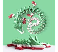 3D Printed Dragon, ,24 Inch Fidget Dragon, Bigger Fidget Crystal Animals Toys, 3D Printed Articulated Animals for Home Office Car Desk Decor Toys(Green White Red.24inch)