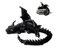 3D Printed Dragon, 3D Printed Dragon With Wings, With Articulated Body And Detailed Wings, Flexible Poseable Collectible For Desktop Display, Fantasy Decor, Eye Color is Random (Black)