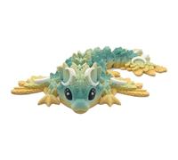3D Printed Dragon - 4 Inch Tiny Lunar Dragon - Multicolour Details with Cute Eyes, Fully Articulated, Desk Fidget Toy, Birthday Gift, Kids and Adults, Collectible (Cool Daybreak Rainbow)