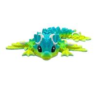3D Printed Dragon - 4 Inch Tiny Lunar Dragon - Multicolour Details with Cute Eyes, Fully Articulated, Desk Fidget Toy, Birthday Gift, Kids and Adults, Collectible (Meadow Mirage Rainbow)