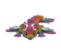 3D Printed Dragon - 4 Inch Tiny Lunar Dragon - Multicolour Details with Cute Eyes, Fully Articulated, Desk Fidget Toy, Birthday Gift, Kids and Adults, Collectible (Dark Pastel Rainbow)