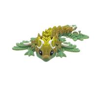 3D Printed Dragon - 4 Inch Tiny Lunar Dragon - Multicolour Details with Cute Eyes, Fully Articulated, Desk Fidget Toy, Birthday Gift, Kids and Adults, Collectible (Matcha Rainbow)