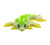 3D Printed Dragon - 4 Inch Tiny Lunar Dragon - Multicolour Details with Cute Eyes, Fully Articulated, Desk Fidget Toy, Birthday Gift, Kids and Adults, Collectible (White Lily Rainbow)