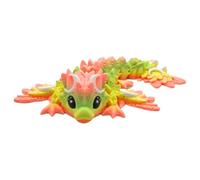 3D Printed Dragon - 4 Inch Tiny Lunar Dragon - Multicolour Details with Cute Eyes, Fully Articulated, Desk Fidget Toy, Birthday Gift, Kids and Adults, Collectible (Tropical Rainbow)
