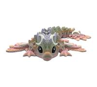 3D Printed Dragon - 4 Inch Tiny Lunar Dragon - Multicolour Details with Cute Eyes, Fully Articulated, Desk Fidget Toy, Birthday Gift, Kids and Adults, Collectible (Morandi Rainbow)