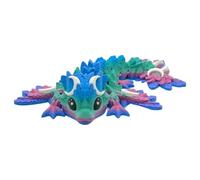 3D Printed Dragon - 4 Inch Tiny Lunar Dragon - Multicolour Details with Cute Eyes, Fully Articulated, Desk Fidget Toy, Birthday Gift, Kids and Adults, Collectible (Northern Lights Rainbow)