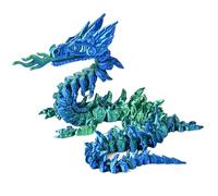 3D Printed Dragon, Articulated Fidget Toys, Green/Orange/Blue Fire Dragon Sensory Flexible, Collectible Figures for Party Decor Desk Bookshelf and Room Display