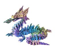 3D Printed Dragon, Articulated Fidget Toys, Green/Orange/Blue Fire Dragon Sensory Flexible, Collectible Figures for Party Decor Desk Bookshelf and Room Display